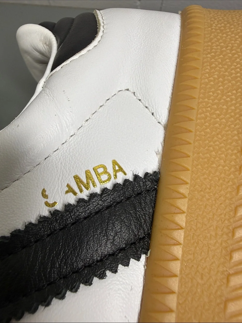 adidas White & Black Leather Sneakers with Gum Outsole